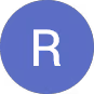 White letter R centered on a blue circular background.