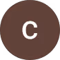 Brown circle with white letter C centered inside.